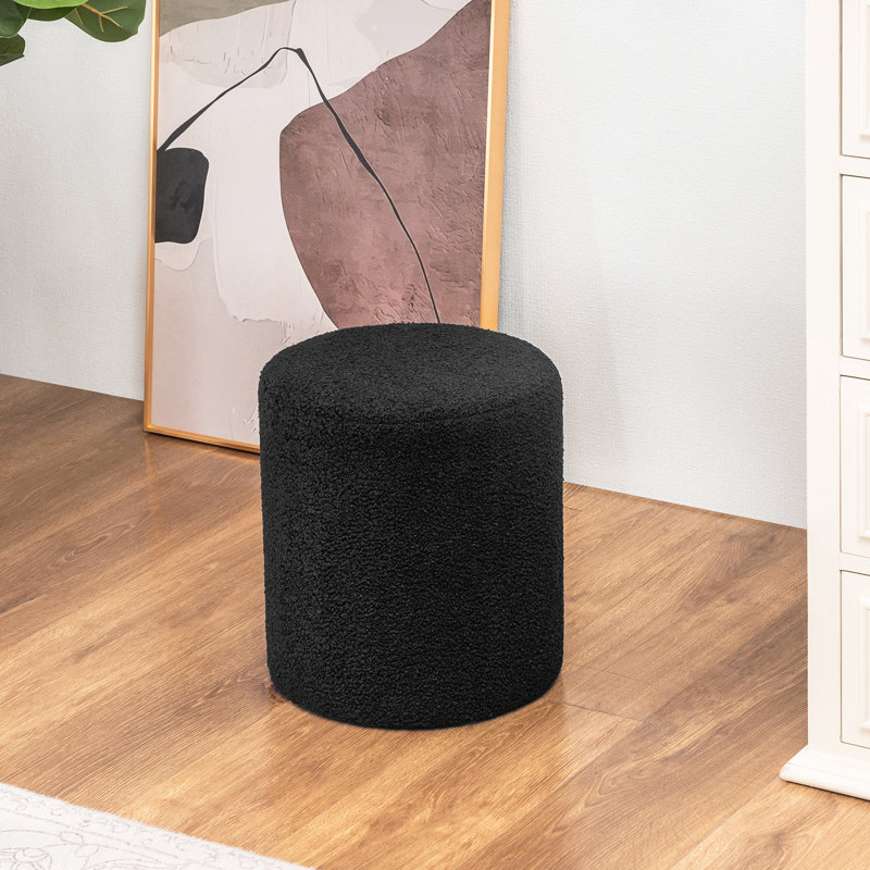 Round Ottoman, Black Teddy