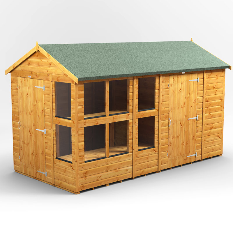 Powersheds 12 x 6ft Timber Tongue & Groove Apex Potting Shed Combi (includes 6ft Side Store)