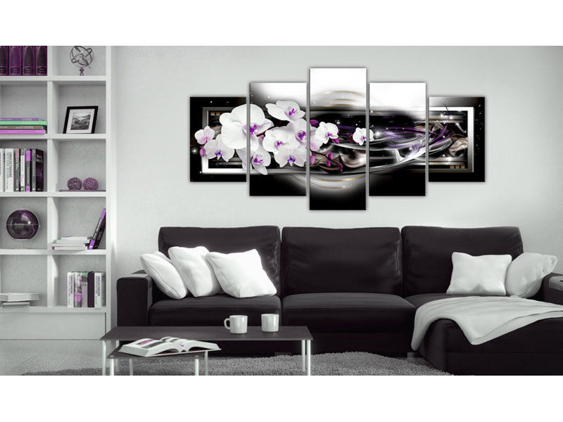 Impression sur toile - orchidées sur fond noir, H 39,4 po x l 78,7 po