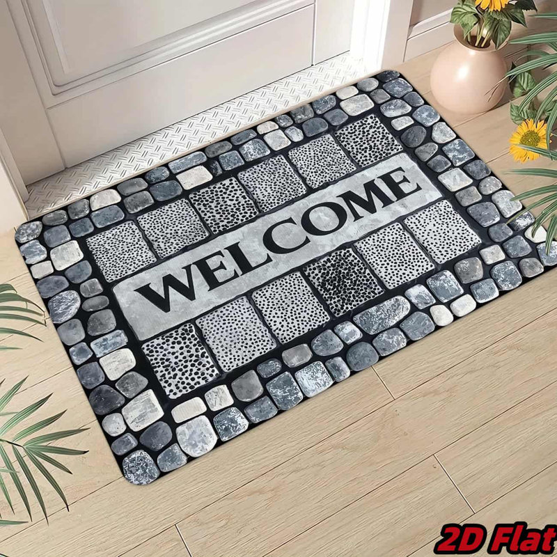 Tapis d'entrée antidérapant en caoutchouc 1Pc