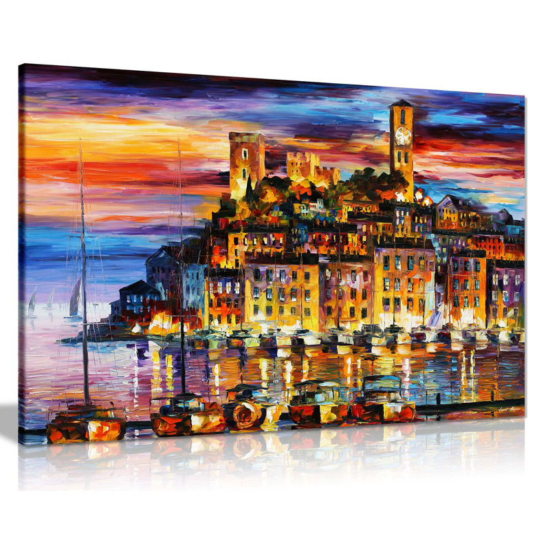 Cannes France by Leonid Afremov - Wrapped Canvas Painting, 41cm H x 61cm W