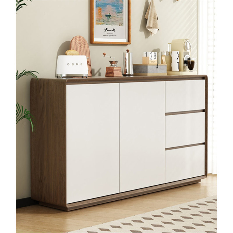 Modern Simple Solid Wood Sideboard, Brown/White, 31.49" H x 47.24" W x 15.75" D