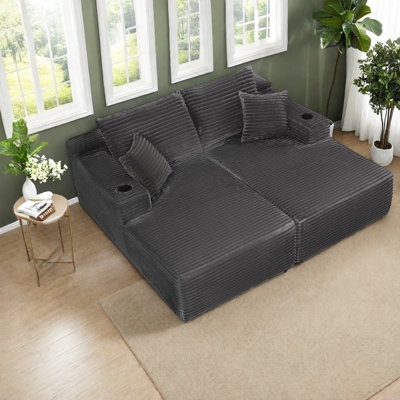 Canapés modulaires à siège profond à compression, salon moderne en tissu moelleux