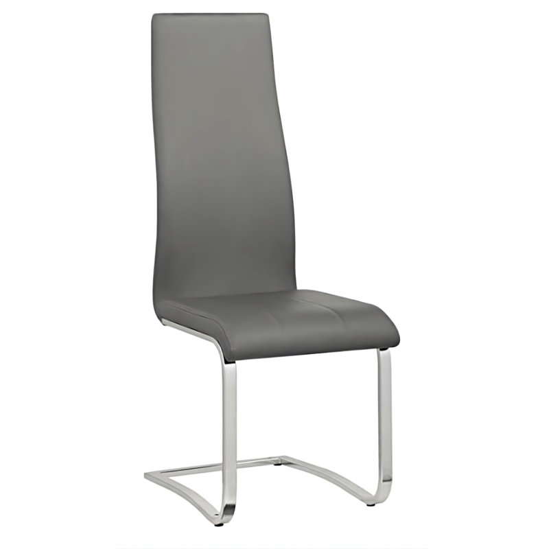 Burr Genuine Leather Metal Side Chair, Gray
