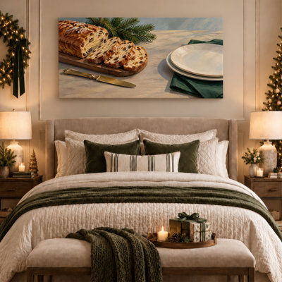 Art mural sur toile en forme de pain de pain avec branches de pin