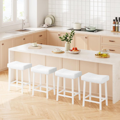Ensemble de 4 tabourets de bar rembourrés à hauteur de comptoir de 4 po avec surface arrondie