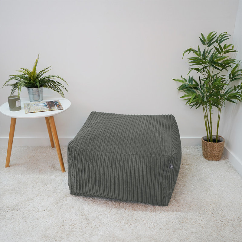 60cm Wide Solid Colour Classic Bean Bag Ottoman, Slate Grey