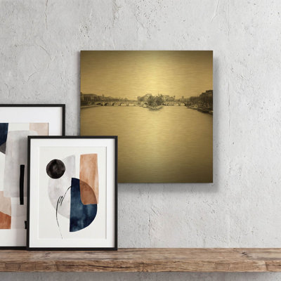 'Ile de la Cite D1058D' By Wilco Dragt Gold Metal Wall Art, 12" x 12"