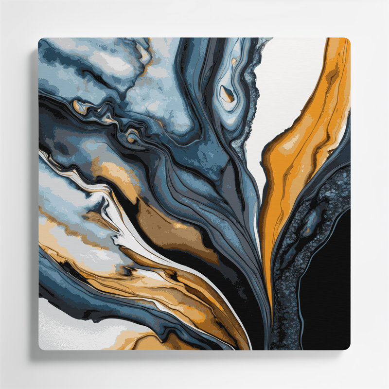 Aquarelle abstraite 78, art mural en métal beige