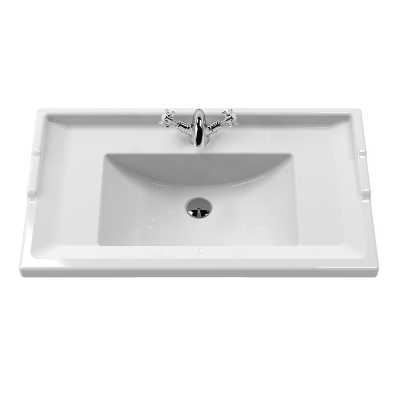 Classique 820mm Double Bathroom Vanity with Drop In Vitreous China Basin, Satin Gray
