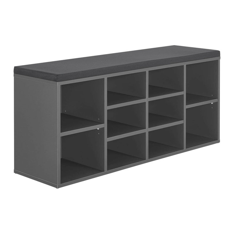 10 Pair Shoe Storage Bench, Grey/Brown/Blue