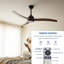 Ventilateur de plafond en bois massif de 52 pouces avec lumière, télécommande à 6 vitesses et moteur réversible silencieux-959096649-959096651