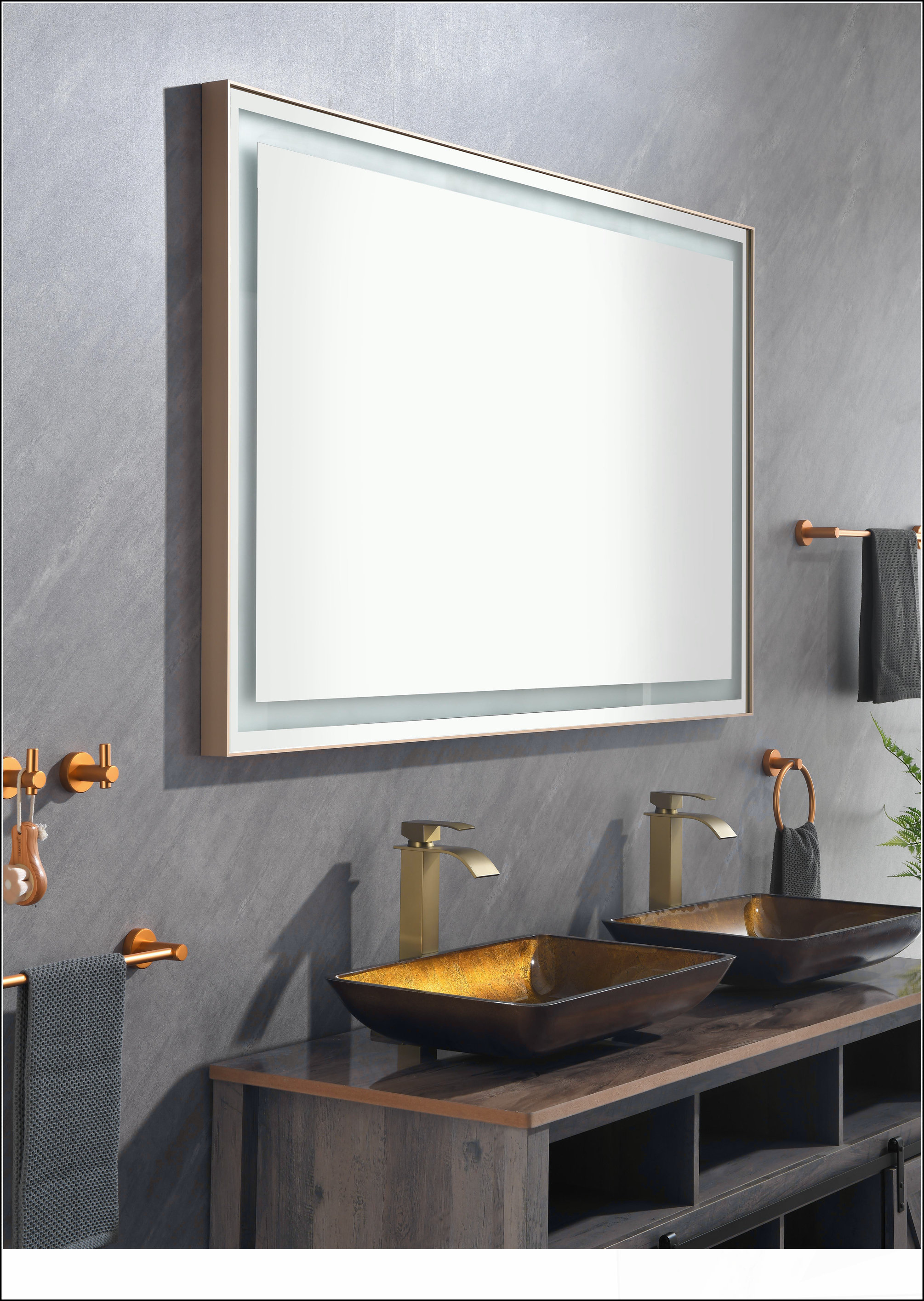 Orren Ellis LED Bathroom Mirror with Aluminum Frame, Wall Mounted ...