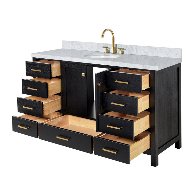 Ensemble de meuble-lavabo simple 61 po Amariani, Chêne noir