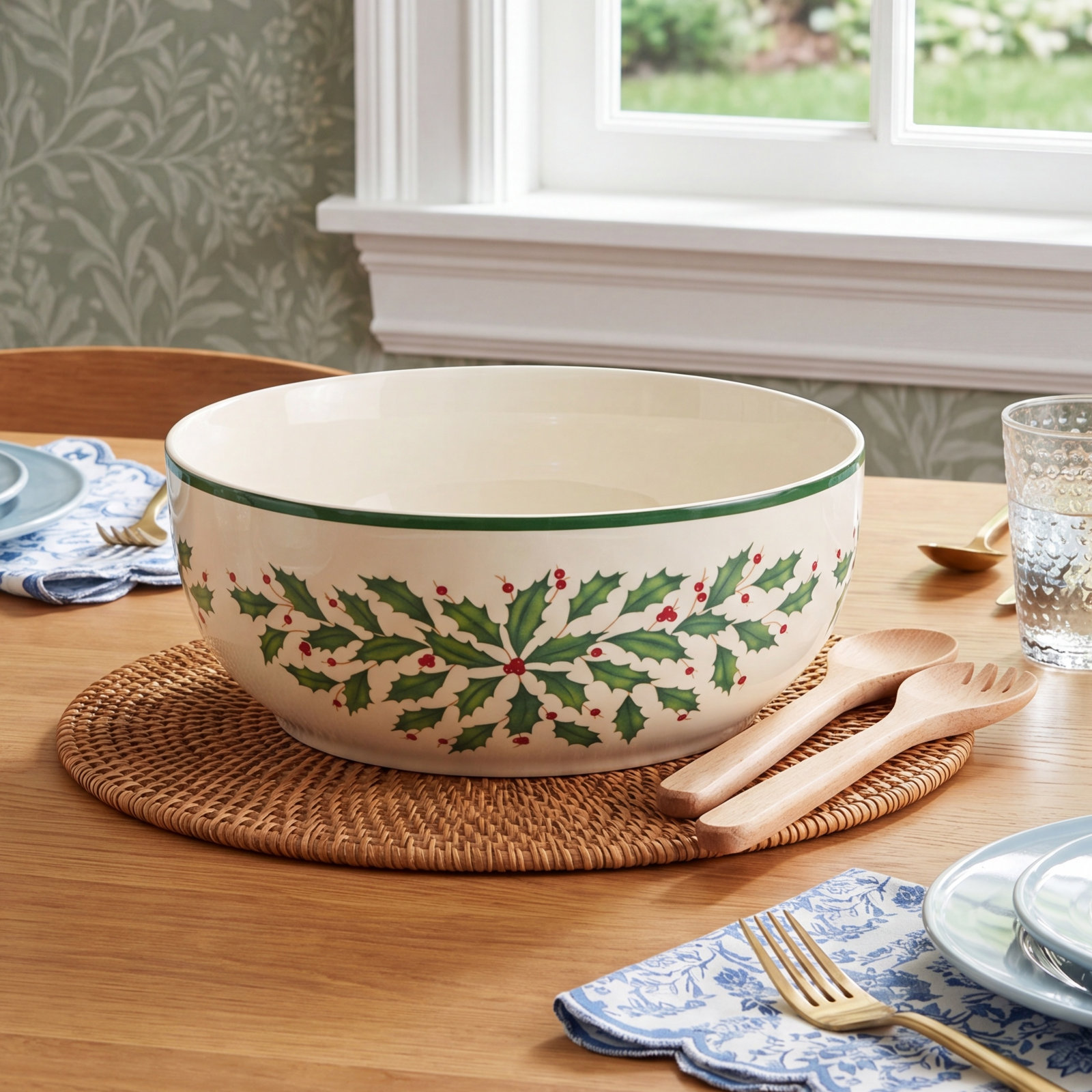 Holiday Porcelain Salad Bowl