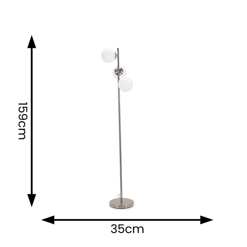 Rifkah 159cm Traditional Floor Lamp, Polished Silver