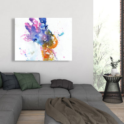 Abstrait girafe avec éclaboussures de couleurs - Art sur toile moderne