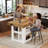 55" Kitchen Island With Power Outlets, Extra Large Work Surface, 3-tier Farmhouse Wooden Stationary Island Table With Storage Shelf For Kitchen Dining Room-1319138881