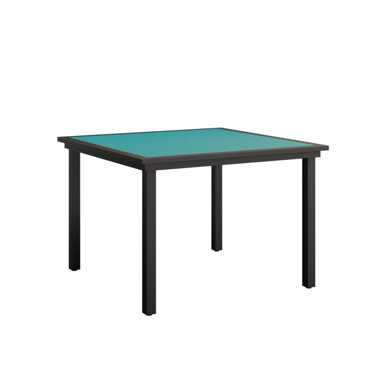 Vida Outdoor Square Dining Table, Matte Black, Aruba Blue
