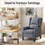 Fauteuil inclinable avec accoudoirs avec poches latérales, pieds en bois et lin-2012659774