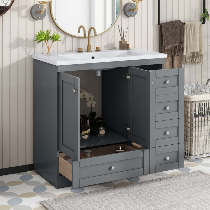 Meuble-lavabo simple avec plateau 35,8 po Sherian