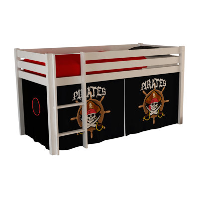 Spielbett Pino mit Textilvorhang "Pirates", 90 x 200 cm