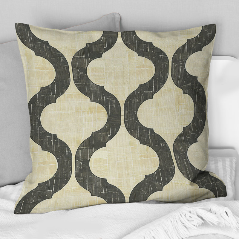 Coussin Beige noir Mid-Century Trellis III - Mid-Century, H 16 po x l 16 po