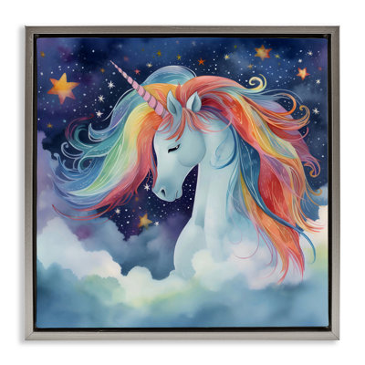 Rainbow Mane Unicorn in Clouds Floating Frame, design by Creative Studio