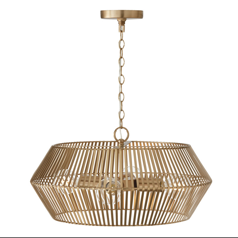 Luminaire suspendu géométrique à 4 lumières Kaiya, Laiton