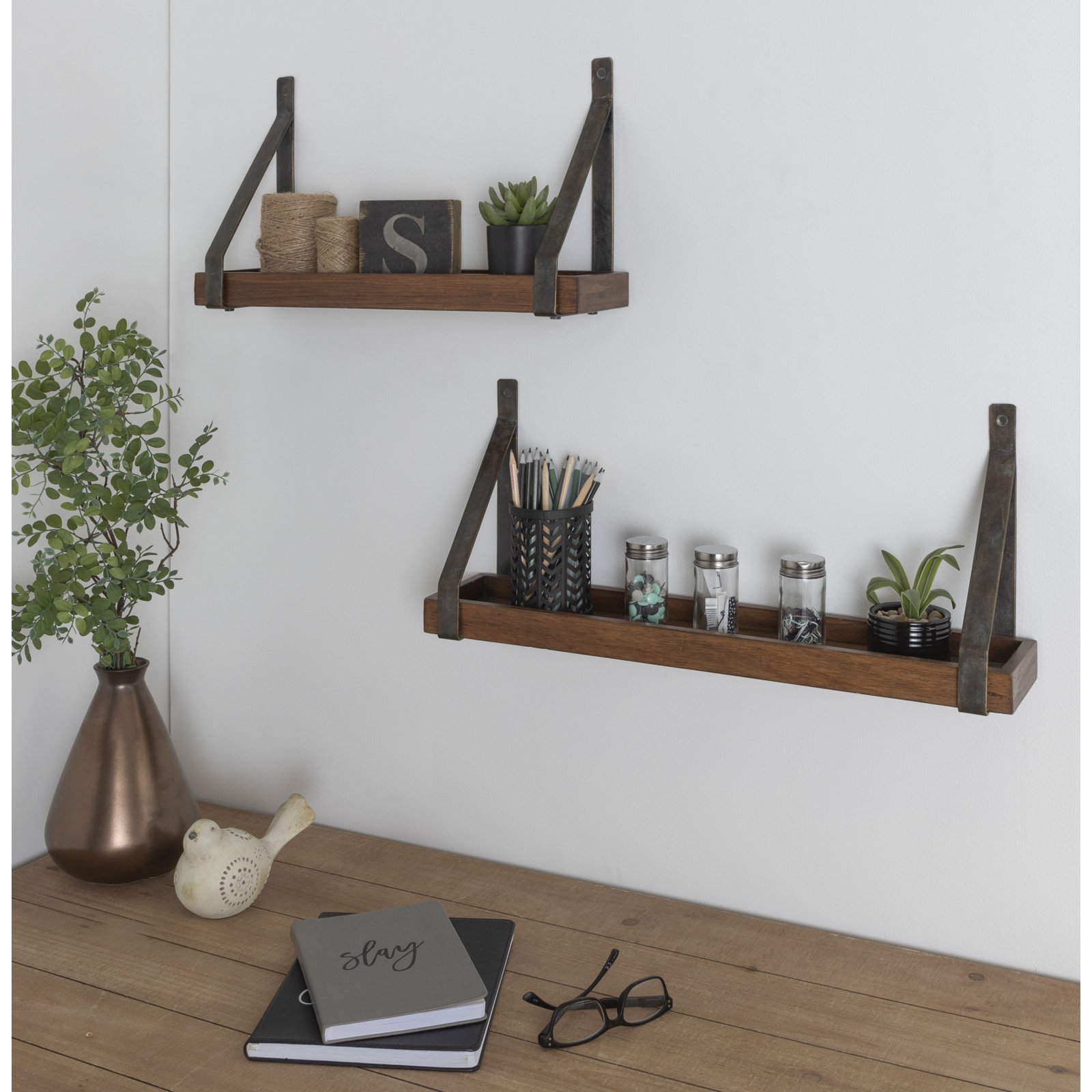 Glenbrook 24" Accent Shelf, Rustic Brown