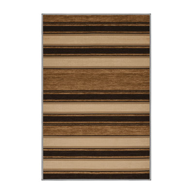 Washable Sandstone Brown Striped Area Rug