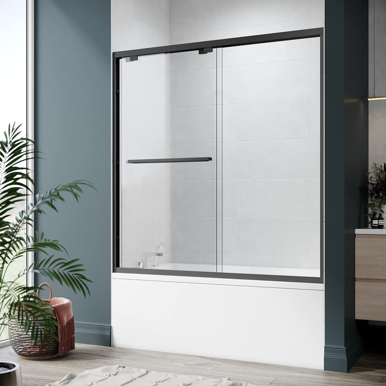 56'' - 60'' W x 58'' H Bypass Semi-Frameless Shower Door with Clear Glass