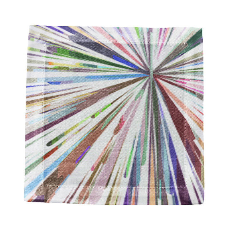 Fireworks Cotton Sateen Cocktail Napkins, White