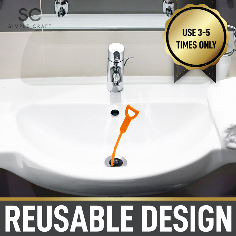 Simple Craft 20-Inch Plumbing Snake Drain Clog Remover, Orange