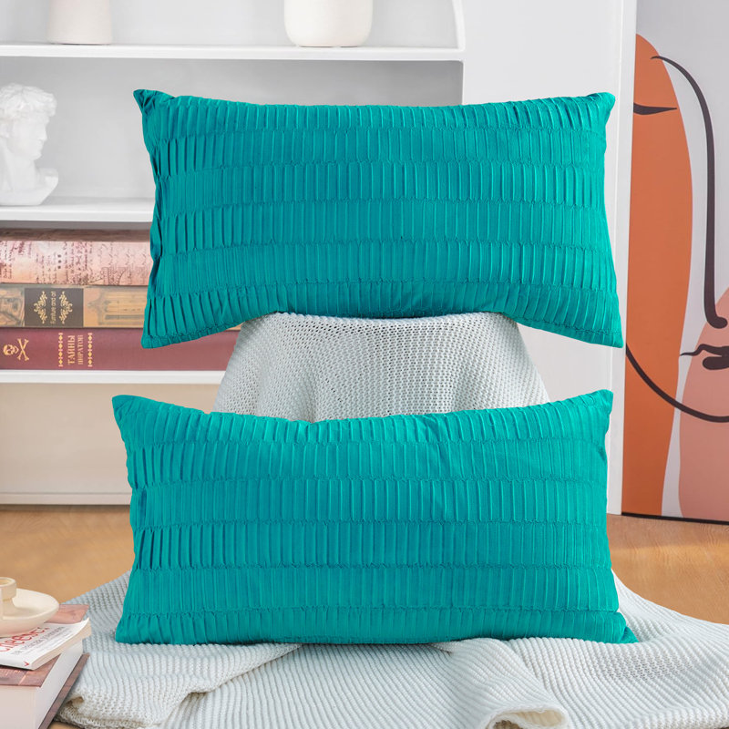 Housses de coussin en velours plissé, Bleu tempête