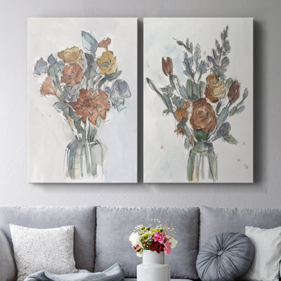 Watercolor Floral Arrangement I-Premium Gallery Wrapped Canvas -Ready to Hang