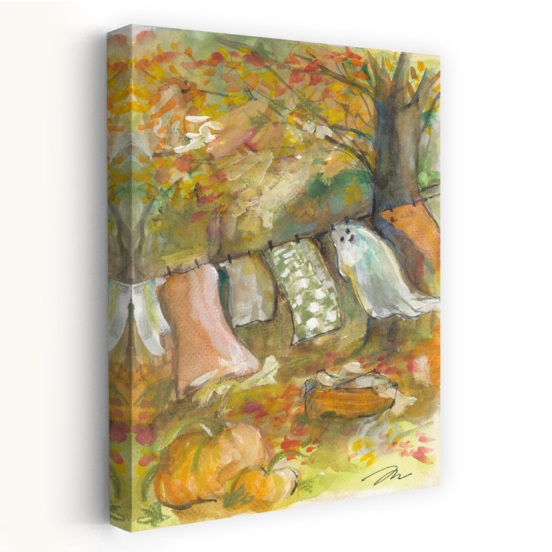 «Autumn Airing» - art contemporain de la corde à linge, H 48 po x l 32 po