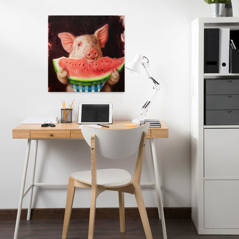 Art contemporain cochon, H 18 po x l 18 po