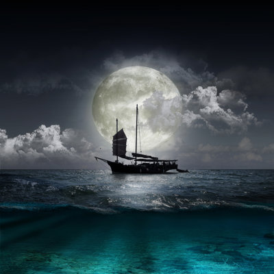 " Moon Reflecting In A Lake "