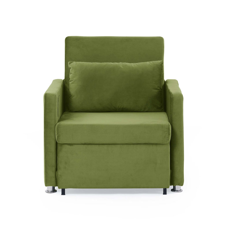 Canapé-lit en velours 31,88 po Clandon, Velours vert