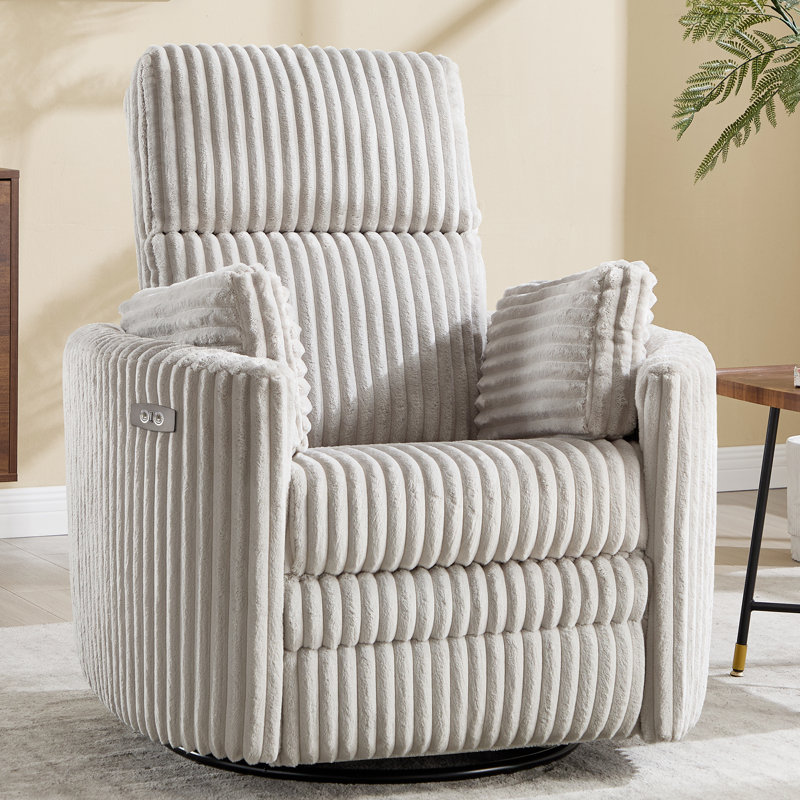 Elegant Swivel Rocker Power Recliner With Customizable Cushions For Maximum Comfort, Light Gray