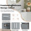 Armoire de rangement autoportante pour salle de bain avec tiroir et tablettes réglables-956081623
