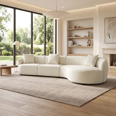  Amadora 118.90" Upholstered Sectional Sofa, Kidney Shape