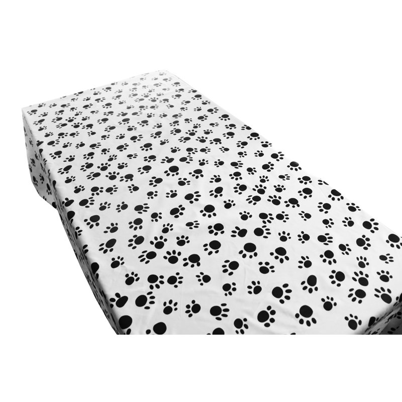 Paw Print Tablecloths, Black on White, 58" W x 108" L