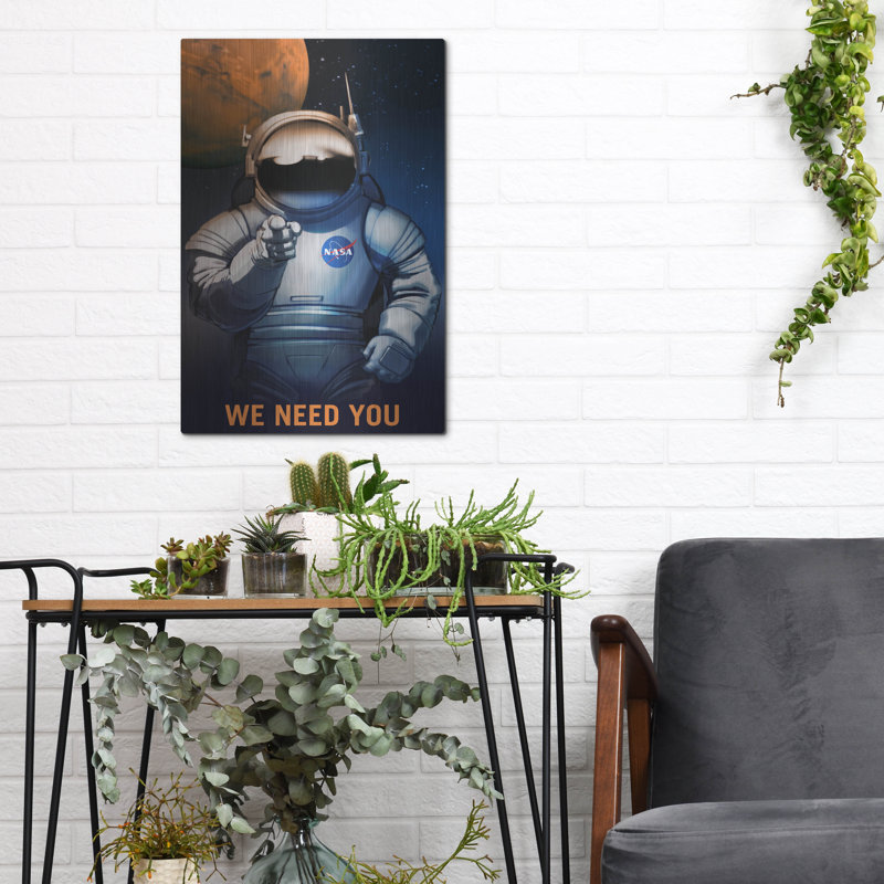 Art mural en métal «Mars Explorer Series: We Need You», H 16 po x l 12 po