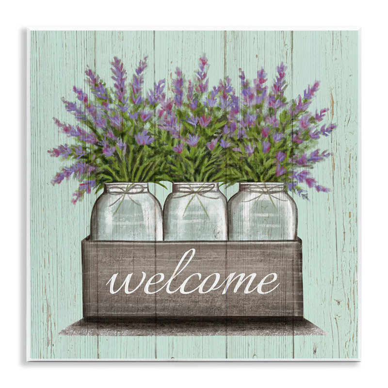 Fleurs de lavande mauves dans des pots de bienvenue par Elizabeth Tyndall - impression