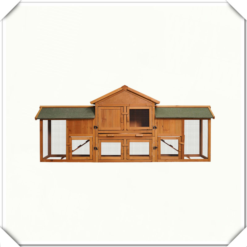 Two Tier Bunny Cage with 2 Runs Removable Tray Waterproof Roof