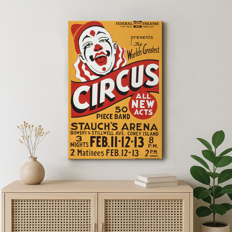 Affiche de typographie de cirque rétro, publicité rétro de carnaval, impression sur toile encadrée, Toile tendue