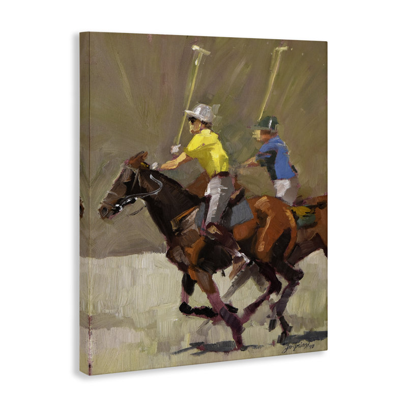 Art mural sur toile "Joueurs de polo" par Jeri Ireland, H 20 po x l 16 po