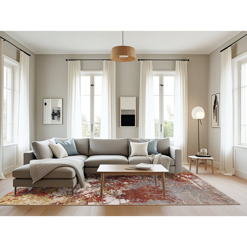 Tapis rouge / brun / gris Cardonaghy, Rectangle 8 pi x 10 pi